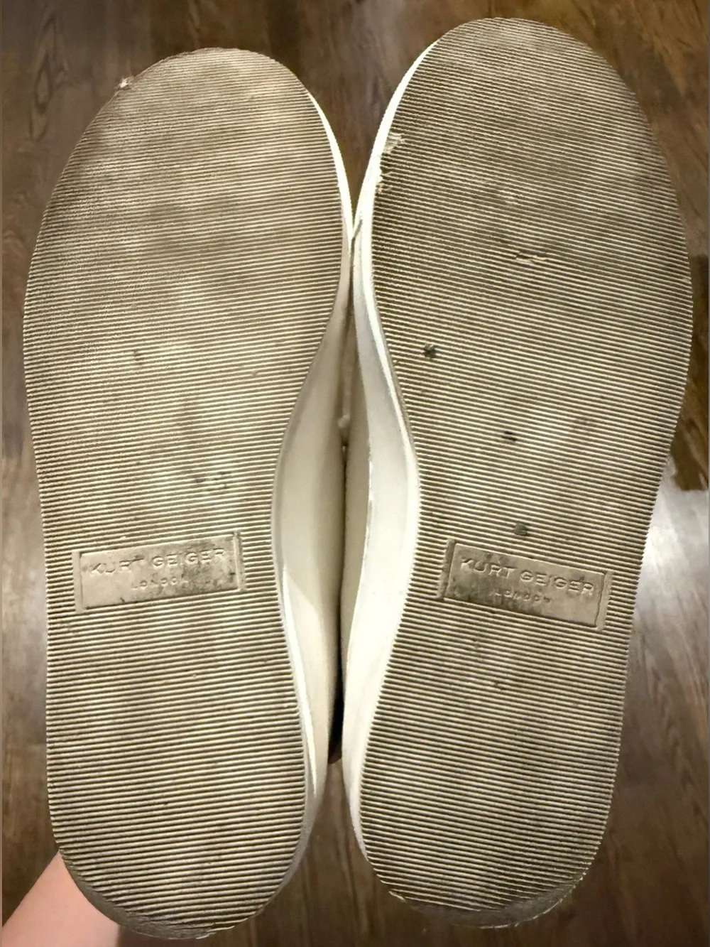 Kurt Geiger White Leather Platform Sneaker with Beaded Eye Motif